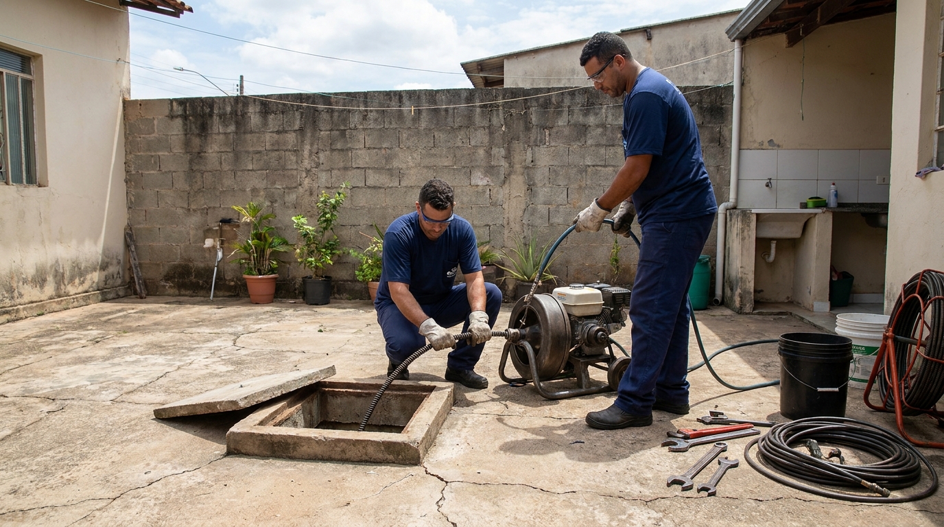 Desentupimento de esgoto residencial em Londrina‑PR