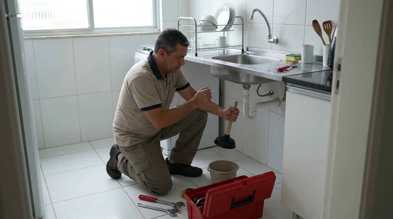 Desentupimento de pia residencial em Londrina‑PR