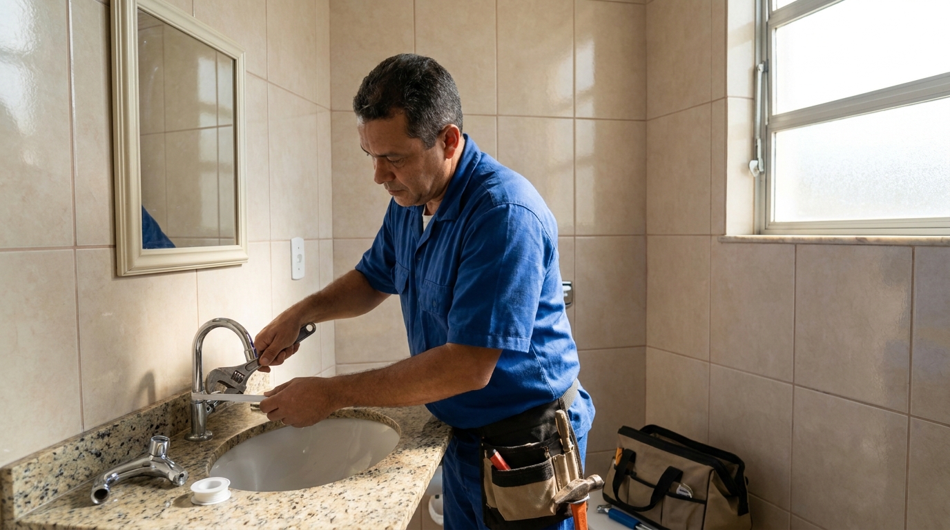 Instalação de torneira de banheiro em Londrina‑PR