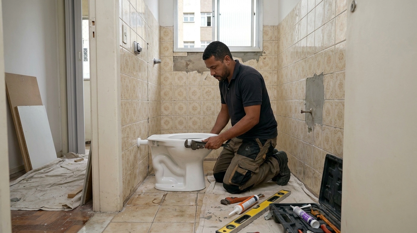 Instalação de vaso sanitário profissional em Londrina‑PR