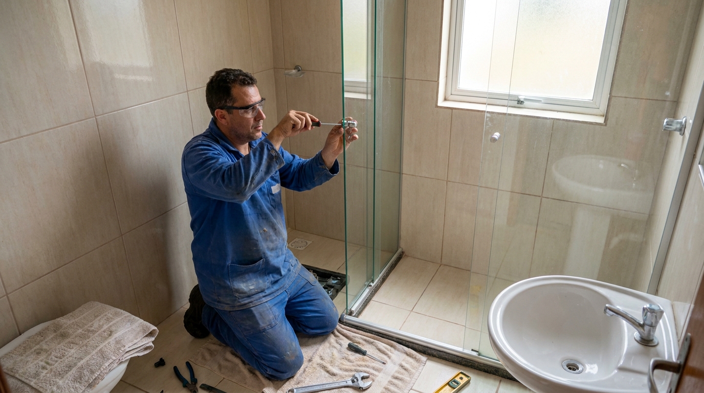 Técnico realizando manutenção de box em Londrina‑PR